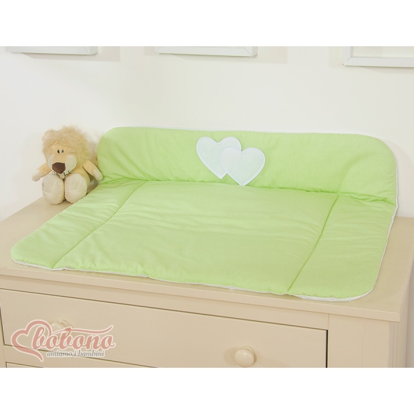 Matelas à Langer Bébé Vert Rayures Cœurs
