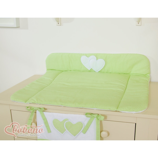 Matelas à Langer Bébé Vert Rayures Cœurs