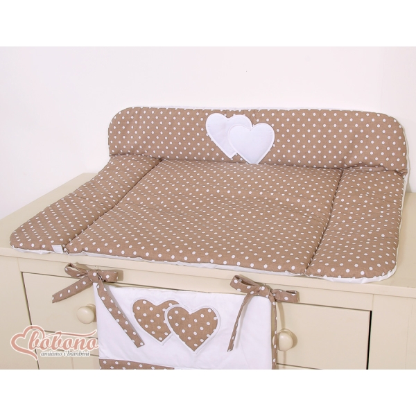 Matelas à Langer en Coton Brun à Pois Cœurs