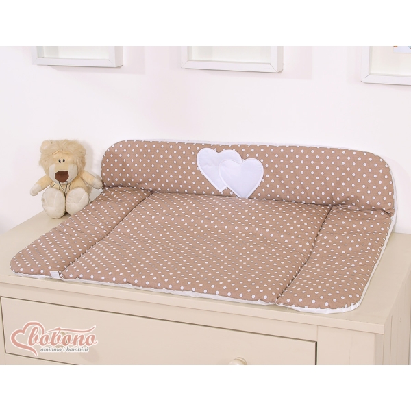 Matelas à Langer en Coton Brun à Pois Cœurs