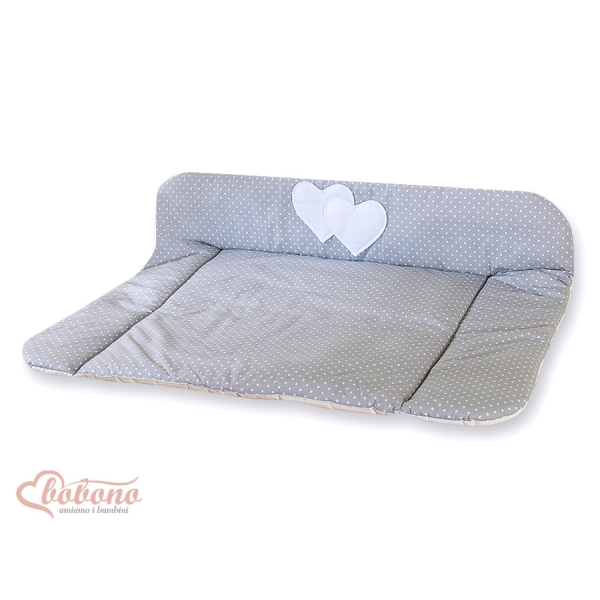 Matelas à Langer en Coton Gris à Pois Cœurs