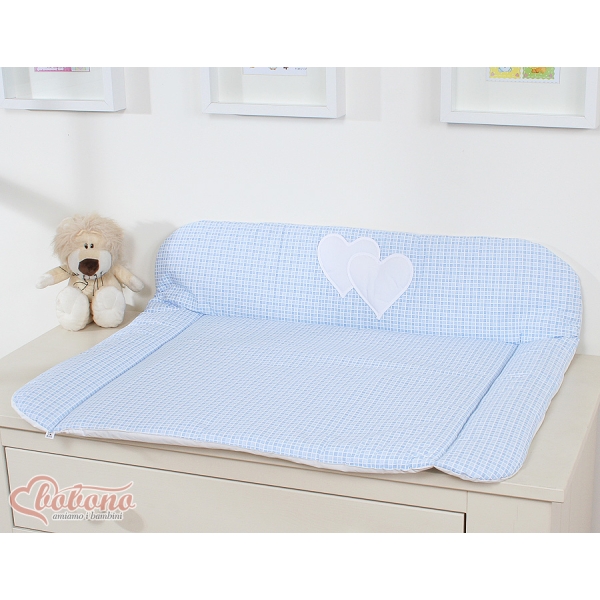Matelas à Langer Moelleux Bleu à Carreaux Cœurs