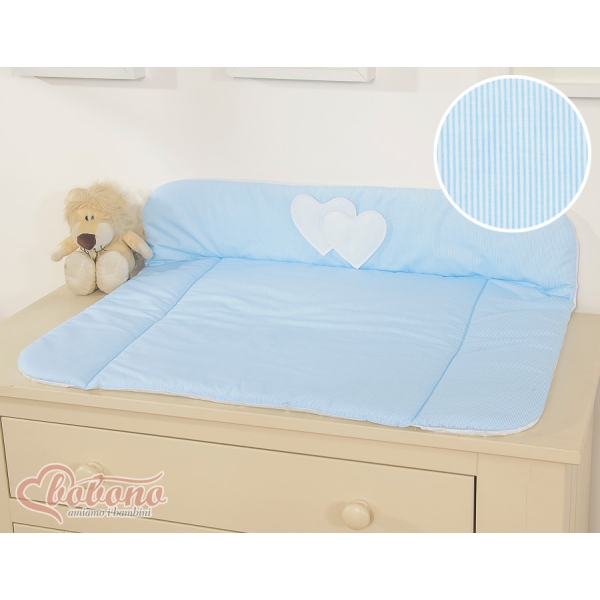 Matelas à Langer Moelleux Bleu Rayures Cœurs
