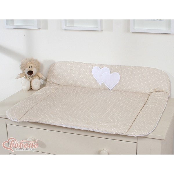 Matelas à Langer Moelleux Grand Format Beige à Pois Cœurs