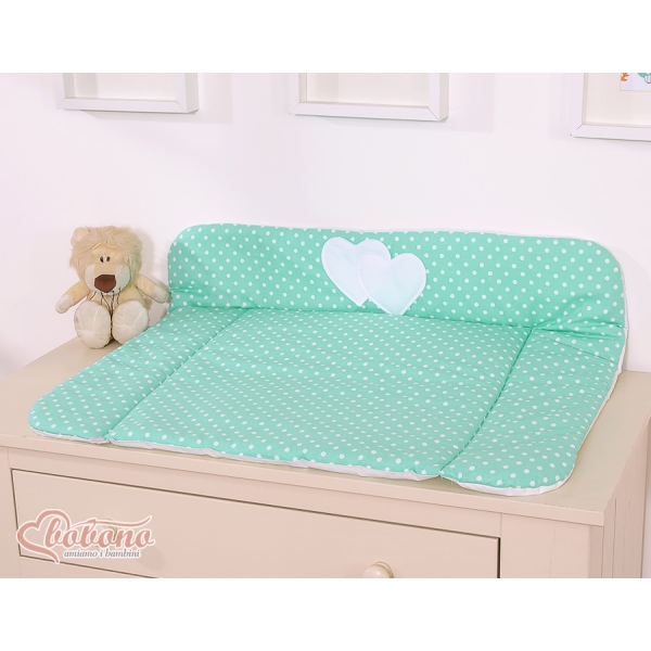Matelas à Langer Moelleux Grand Format Menthe à Pois Cœurs