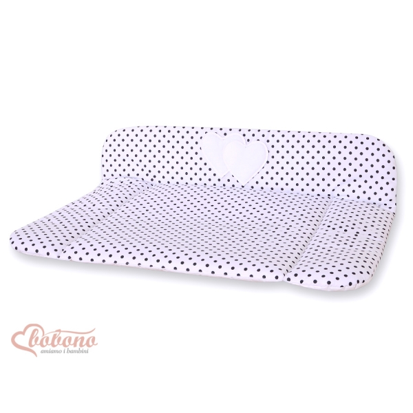 Matelas à Langer Moelleux Grand Format Noir à Pois Cœurs