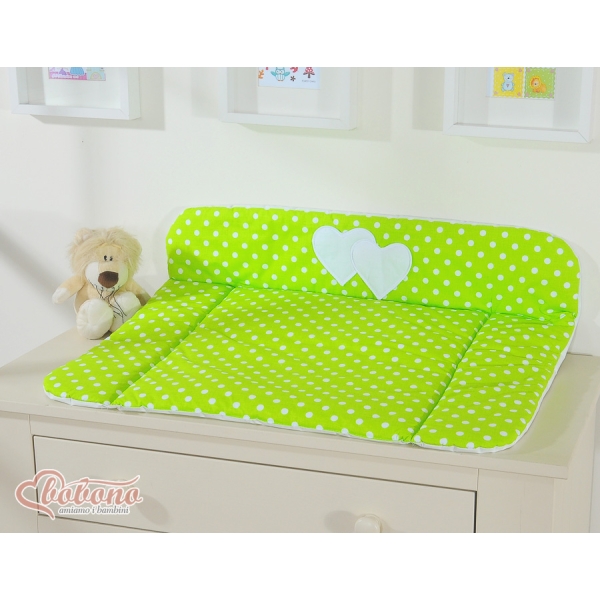 Matelas à Langer Moelleux Grand Format Vert à Pois Cœurs