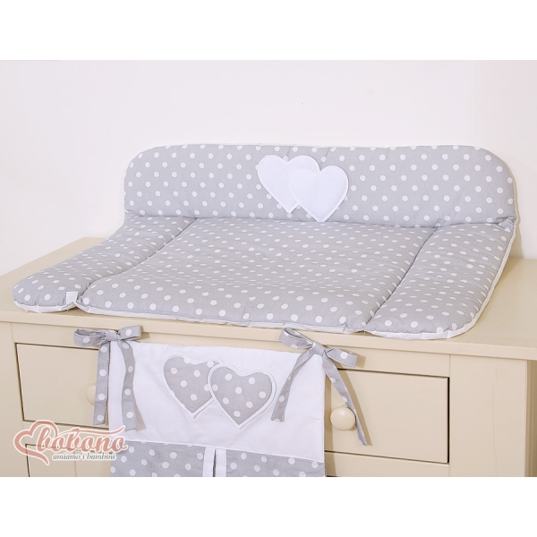 Matelas à Langer Moelleux Gris à Pois Cœurs