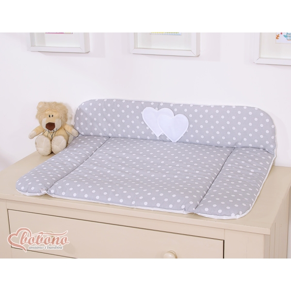 Matelas à Langer Moelleux Gris à Pois Cœurs