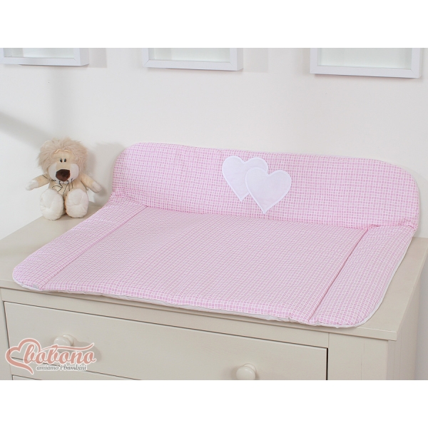 Matelas à Langer Moelleux Rose à Carreaux Cœurs