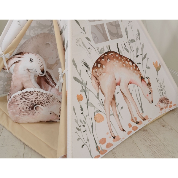 Méga Lot: Tente de Tipi Tapis de Jeu Oreillers Forest Tales