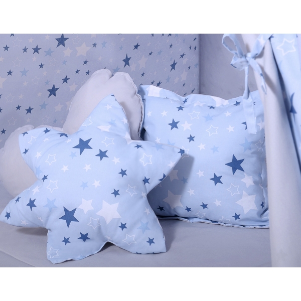 Méga Lot: Tente de Tipi + Tapis de Jeu + Oreillers + Plumes Bleu étoiles