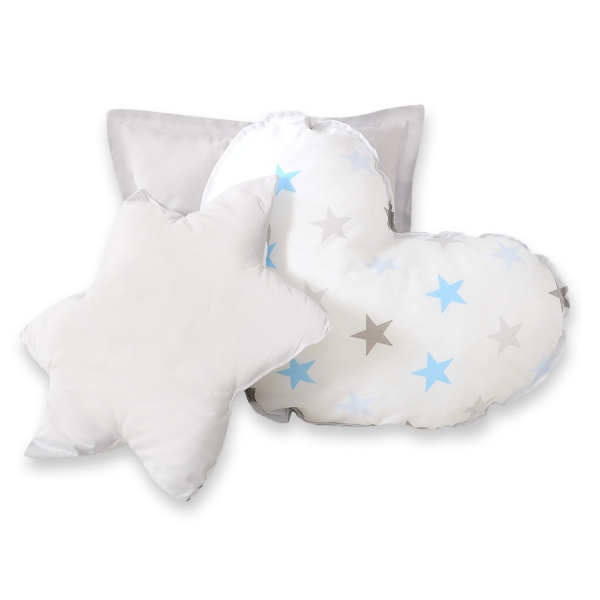 Méga Lot: Tente de Tipi + Tapis de Jeu + Oreillers + Plumes Gris Bleu étoiles