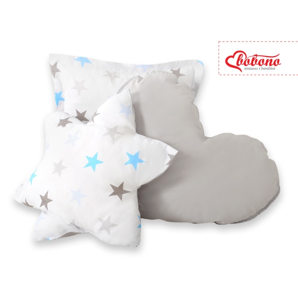 Méga Lot: Tente de Tipi + Tapis de Jeu + Oreillers + Plumes Gris Bleu étoiles