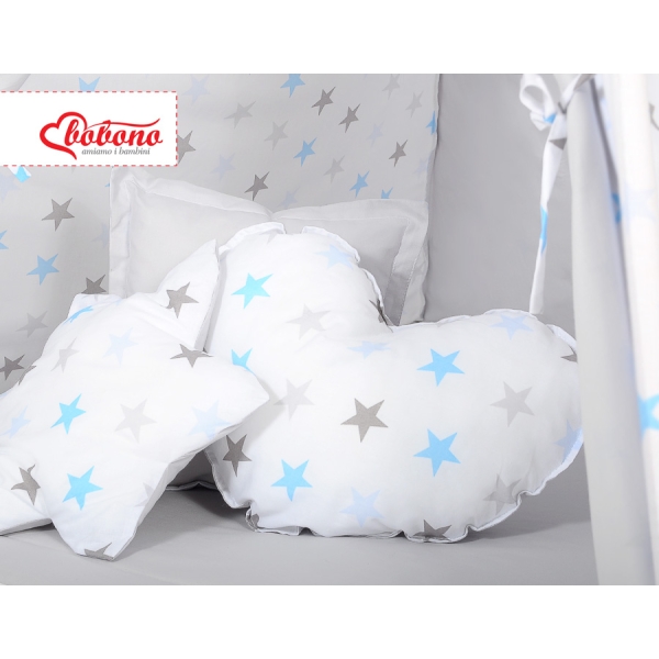 Méga Lot: Tente de Tipi + Tapis de Jeu + Oreillers + Plumes Gris Bleu étoiles