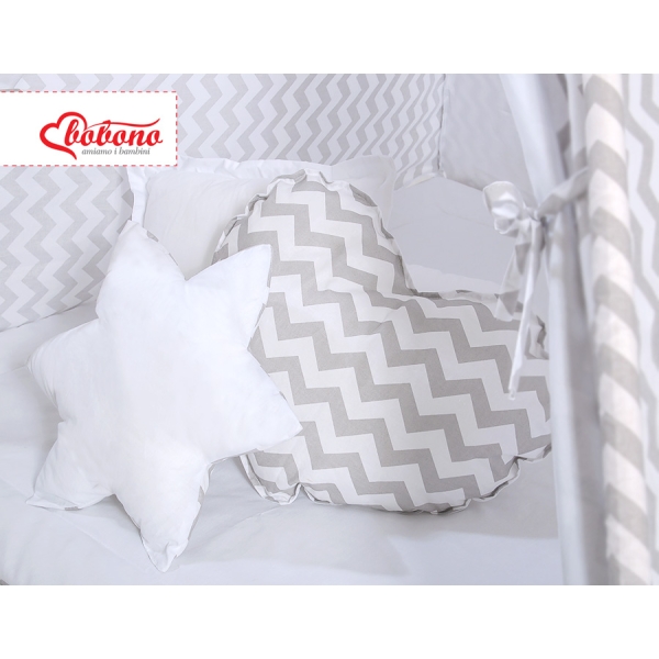 Méga Lot: Tente de Tipi + Tapis de Jeu + Oreillers + Plumes Gris Chevron