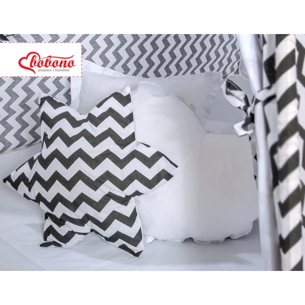 Méga Lot: Tente de Tipi + Tapis de Jeu + Oreillers + Plumes Noir Chevron