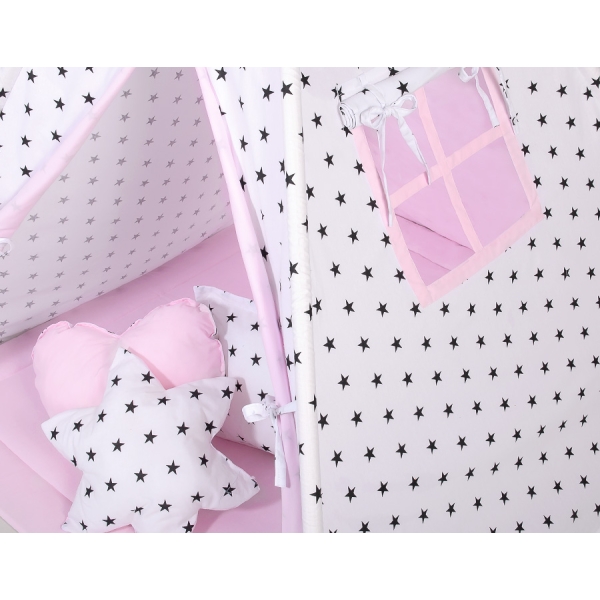 Méga Lot: Tente de Tipi + Tapis de Jeu + Oreillers + Plumes Rose