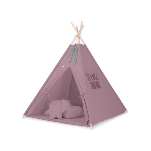 Méga Lot: Tente de Tipi + Tapis de Jeu + Oreillers + Plumes Violet Pastel