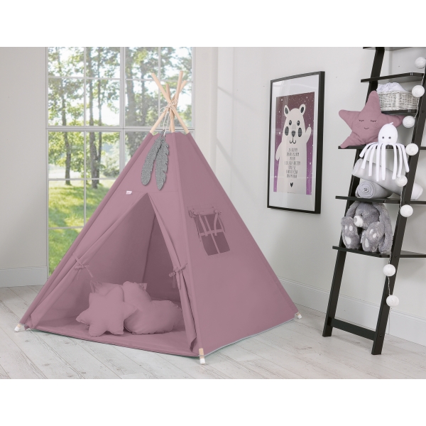 Méga Lot: Tente de Tipi + Tapis de Jeu + Oreillers + Plumes Violet Pastel
