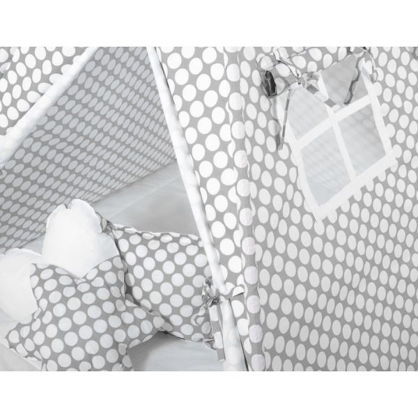 Méga Lot: Tipi pour Enfant avec Tapis de Jeu et Oreillers Gris