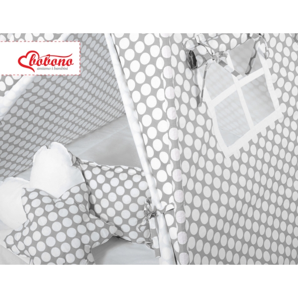 Méga Lot: Tipi pour Enfant avec Tapis de Jeu et Oreillers Gris
