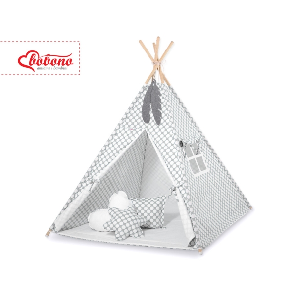 Méga Lot: Tipi pour Enfant avec Tapis de Jeu et Oreillers Gris