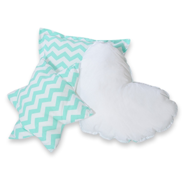 Méga Lot: Tipi pour Enfant avec Tapis de Jeu et Oreillers Menthe Chevron