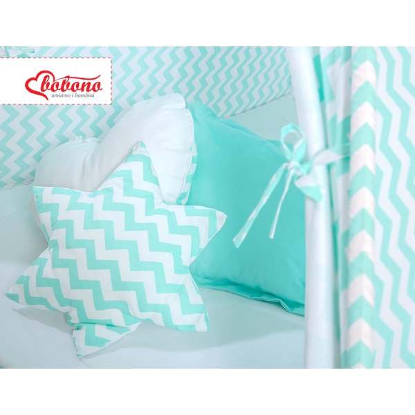 Méga Lot: Tipi pour Enfant avec Tapis de Jeu et Oreillers Menthe Chevron