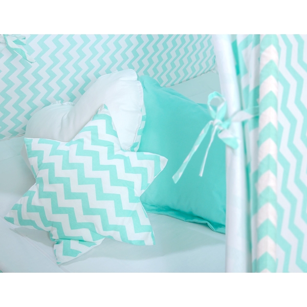 Méga Lot: Tipi pour Enfant avec Tapis de Jeu et Oreillers Menthe Chevron