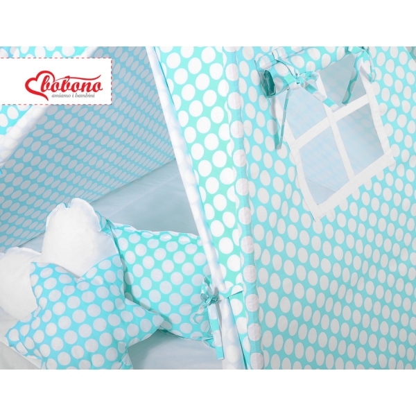 Méga Lot: Tipi pour Enfant avec Tapis de Jeu et Oreillers Turquoise