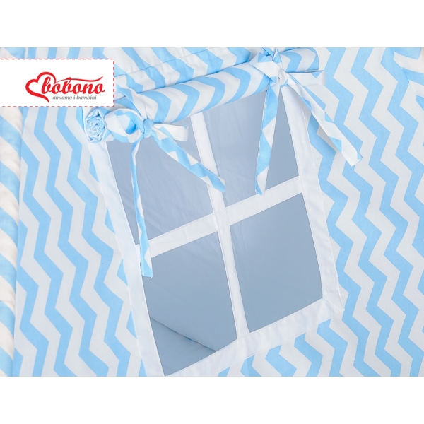 Méga Set: Tipi avec Tapis de Sol et Oreillers Bleu Chevron