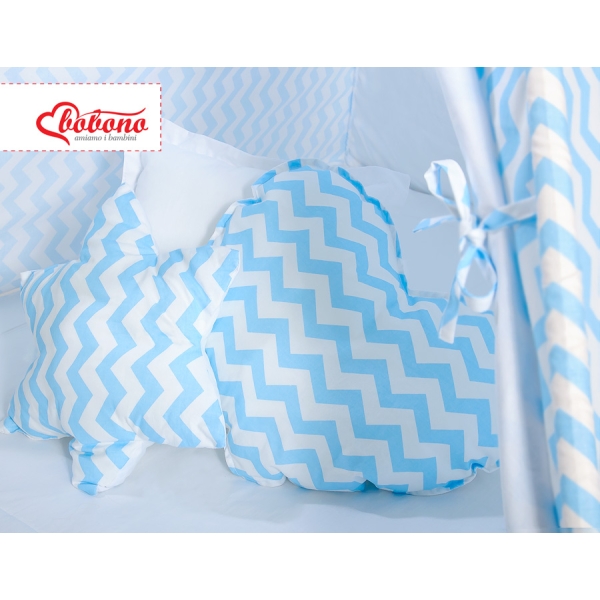 Méga Set: Tipi avec Tapis de Sol et Oreillers Bleu Chevron