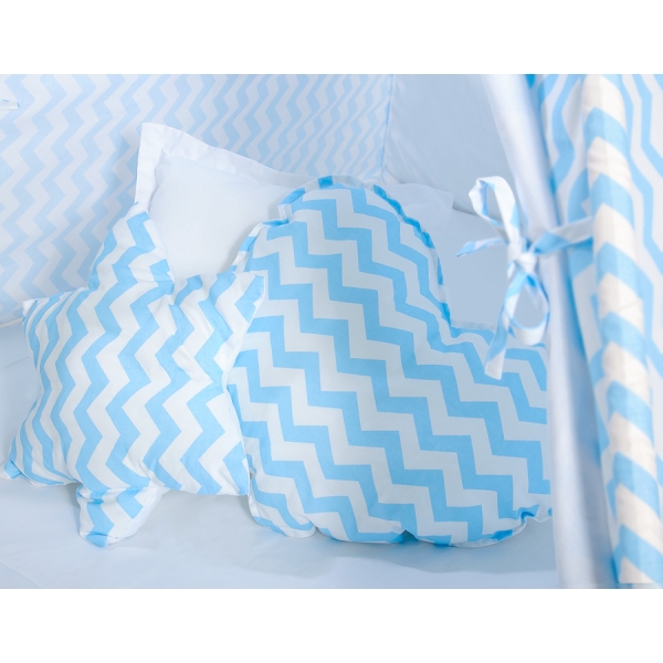 Méga Set: Tipi avec Tapis de Sol et Oreillers Bleu Chevron
