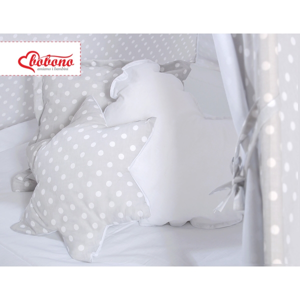 Méga Set: Tipi avec Tapis de Sol et Oreillers Gris à Pois