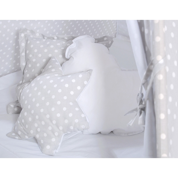 Méga Set: Tipi avec Tapis de Sol et Oreillers Gris à Pois