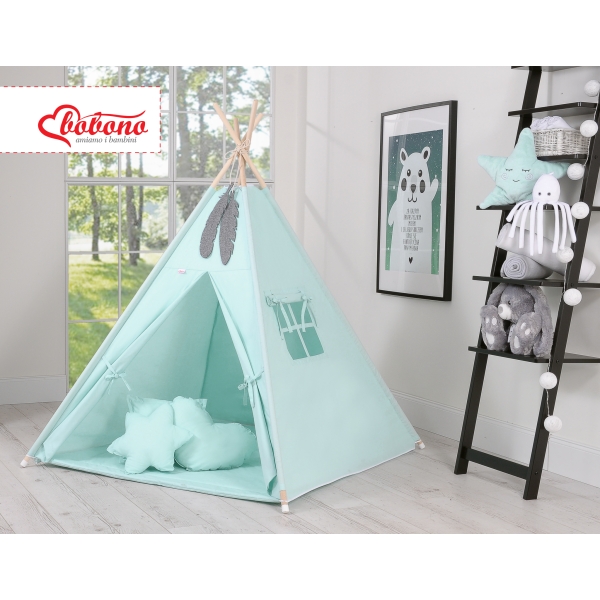 Méga Set: Tipi avec Tapis de Sol et Oreillers Menthe