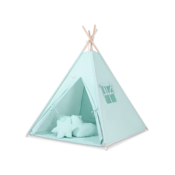 Méga Set: Tipi avec Tapis de Sol et Oreillers Menthe