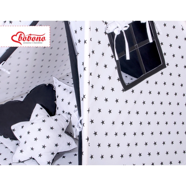 Méga Set: Tipi avec Tapis de Sol et Oreillers Noir