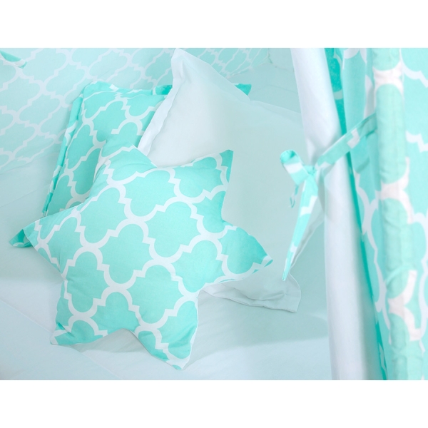 Méga Set: Tipi pour Enfant avec Tapis de Jeu et Oreillers Menthe Maroc