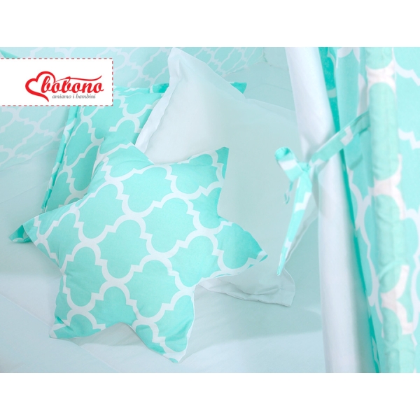 Méga Set: Tipi pour Enfant avec Tapis de Jeu et Oreillers Menthe Maroc