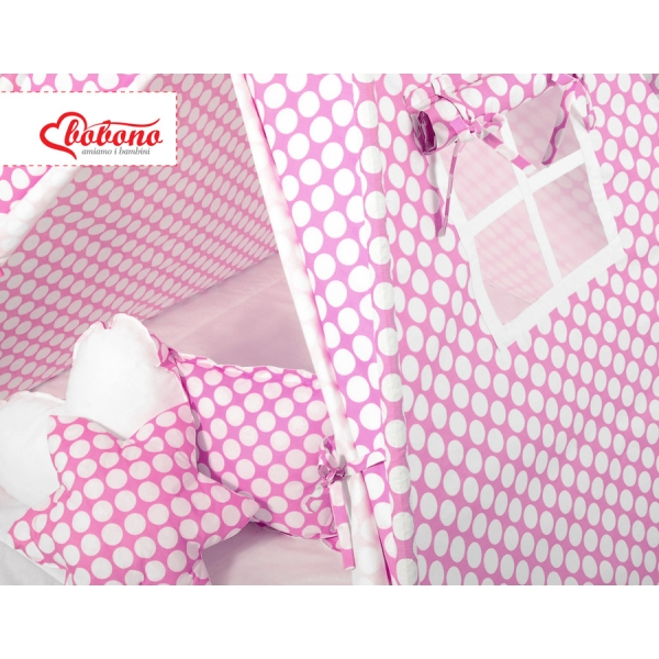 Méga Set: Tipi pour Enfant avec Tapis de Jeu et Oreillers Rose