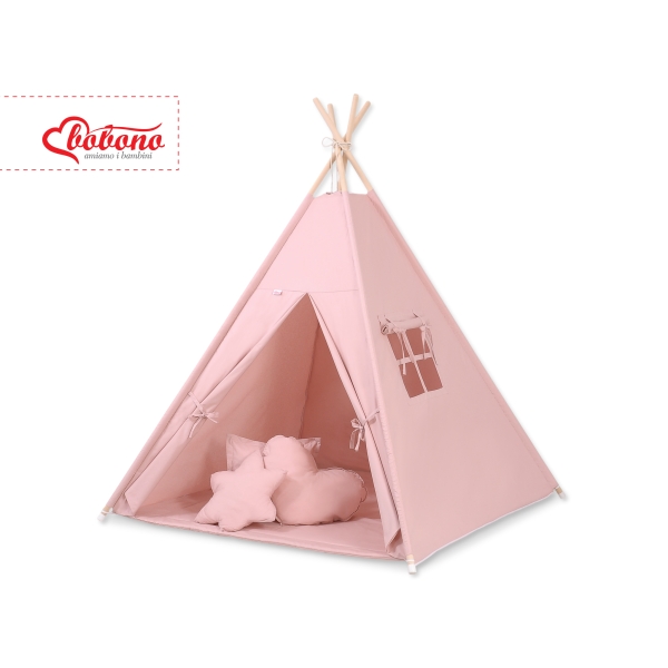 Méga Set: Tipi pour Enfant avec Tapis de Jeu et Oreillers Rose Poussiéreux