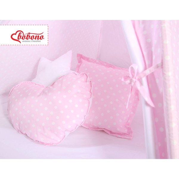 Méga Set: Tipi pour Enfant avec Tapis de Sol et Oreillers + Plumes Rose à Pois