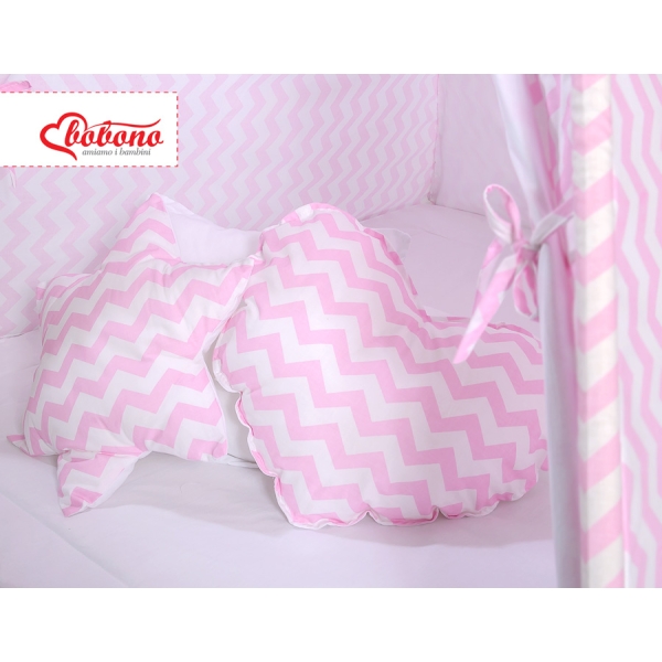 Méga Set: Tipi pour Enfant avec Tapis de Sol et Oreillers + Plumes Rose Chevron