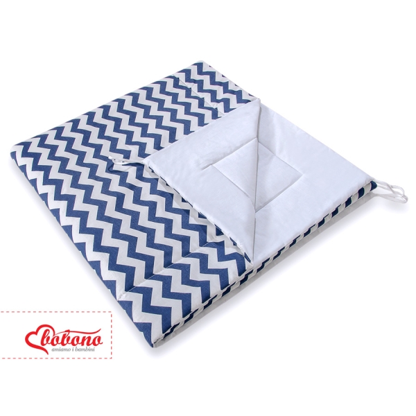 Mini Lot: Tente de Tipi + Tapis de Jeu + Plumes Décoratives Bleu Foncé Chevron