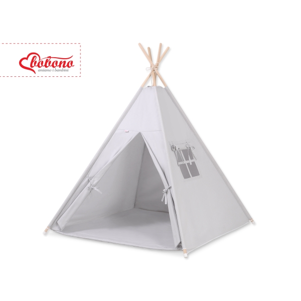 Mini Lot: Tente de Tipi + Tapis de Jeu + Plumes Décoratives Gris