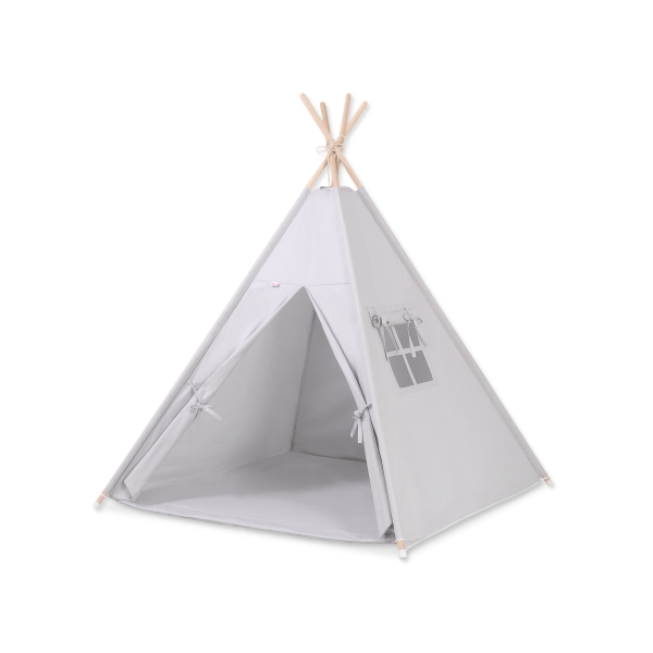 Mini Lot: Tente de Tipi + Tapis de Jeu + Plumes Décoratives Gris