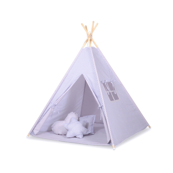 Mini Lot: Tente de Tipi + Tapis de Jeu + Plumes Décoratives Gris