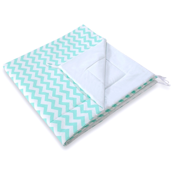 Mini Lot: Tente de Tipi + Tapis de Jeu + Plumes Décoratives Menthe Chevron